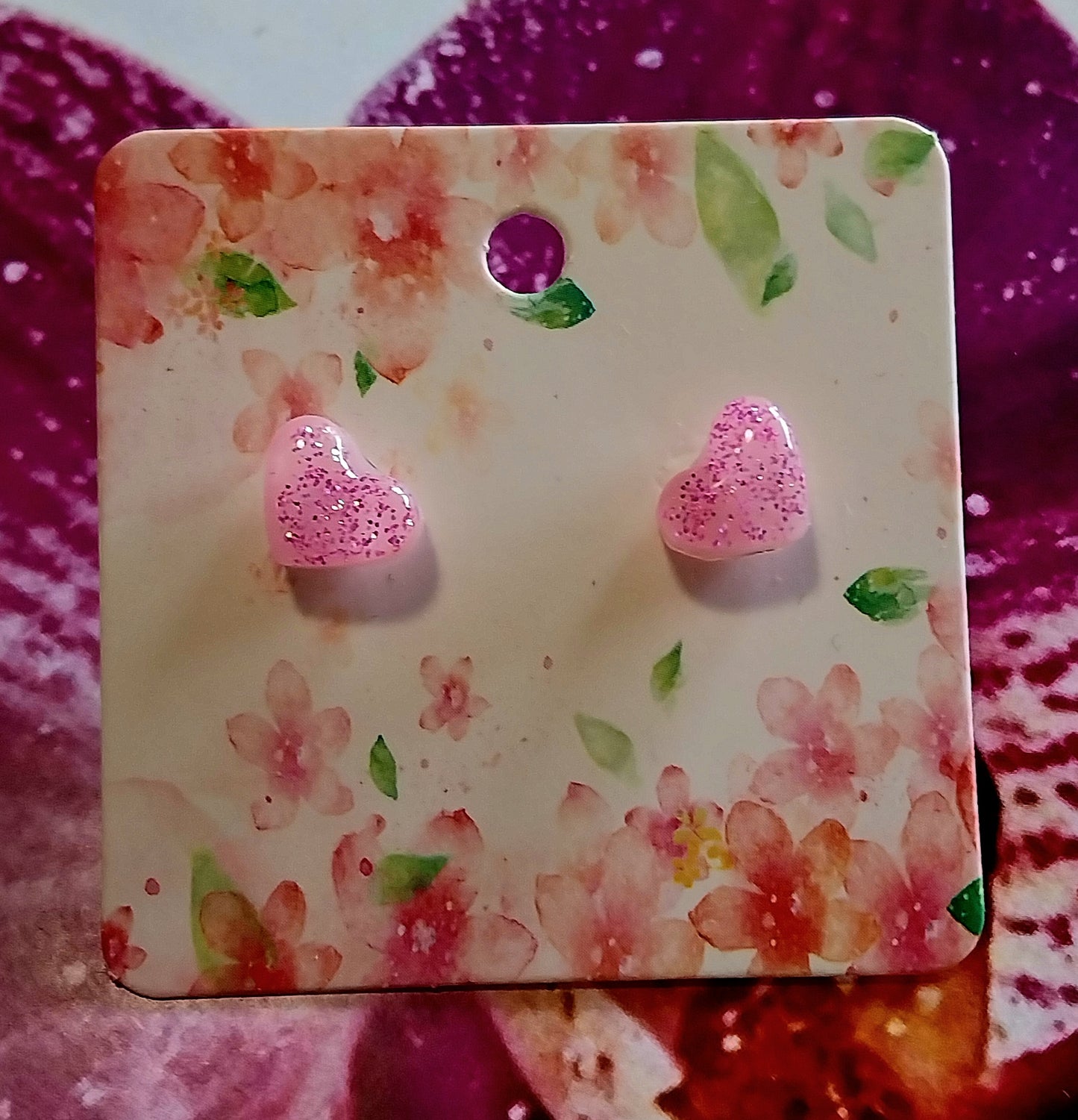 Mini uhani srčki Pink Passion