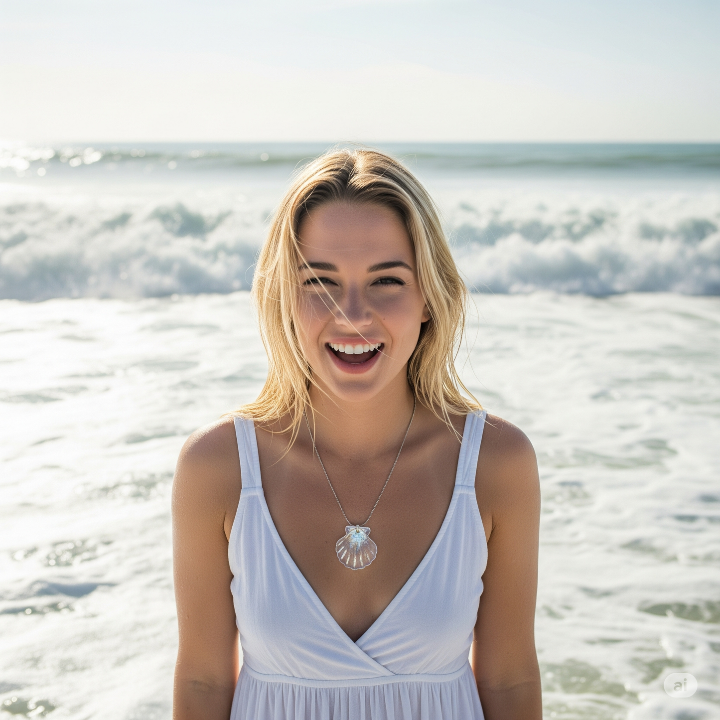 Verižica z obeskom školjkice iz kristalne epoksi smole