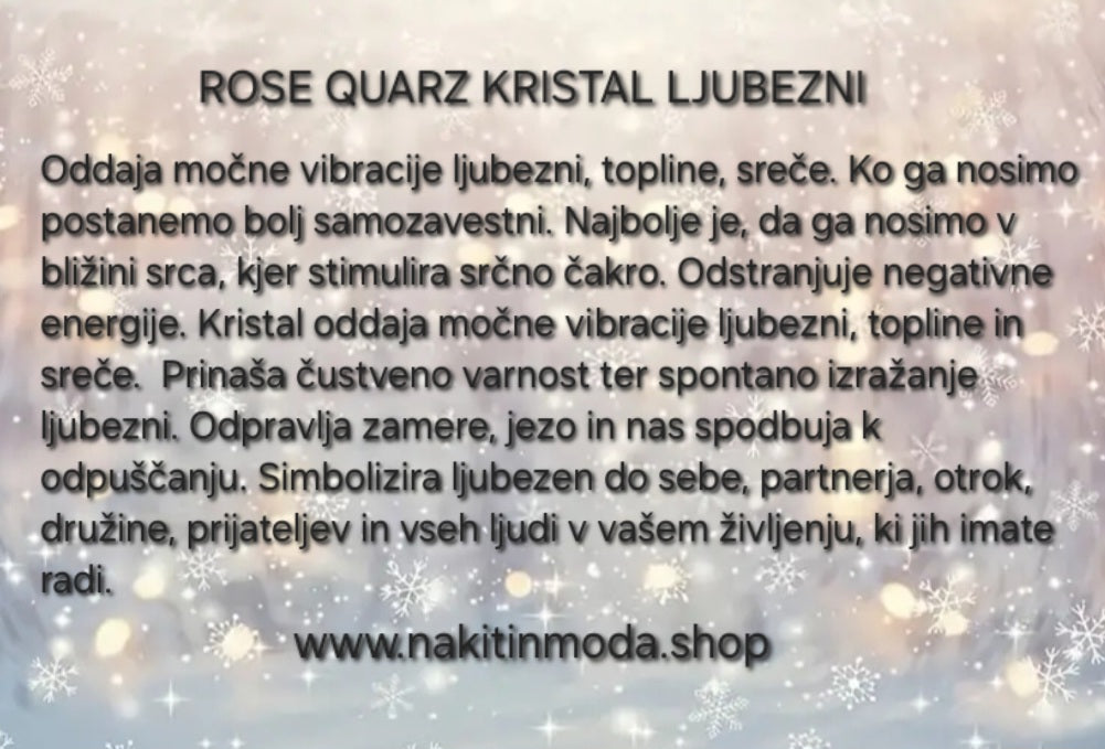 Uhani rose quarz kristal ljubezni