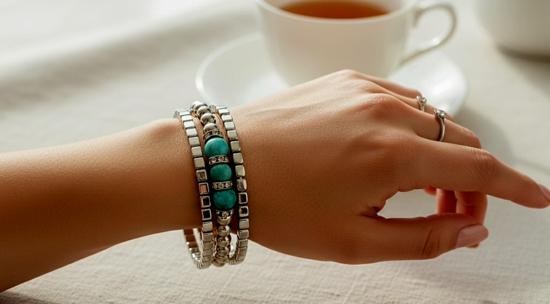 Elegantne zapestnice Amazonit komplet