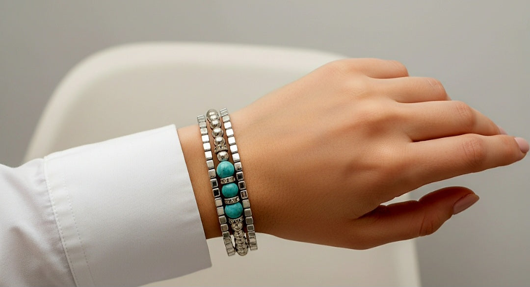 Elegantne zapestnice Amazonit komplet