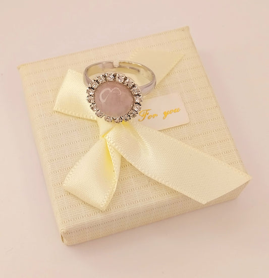 Elegantni prstan s poldragim kamnom Rose Quartz