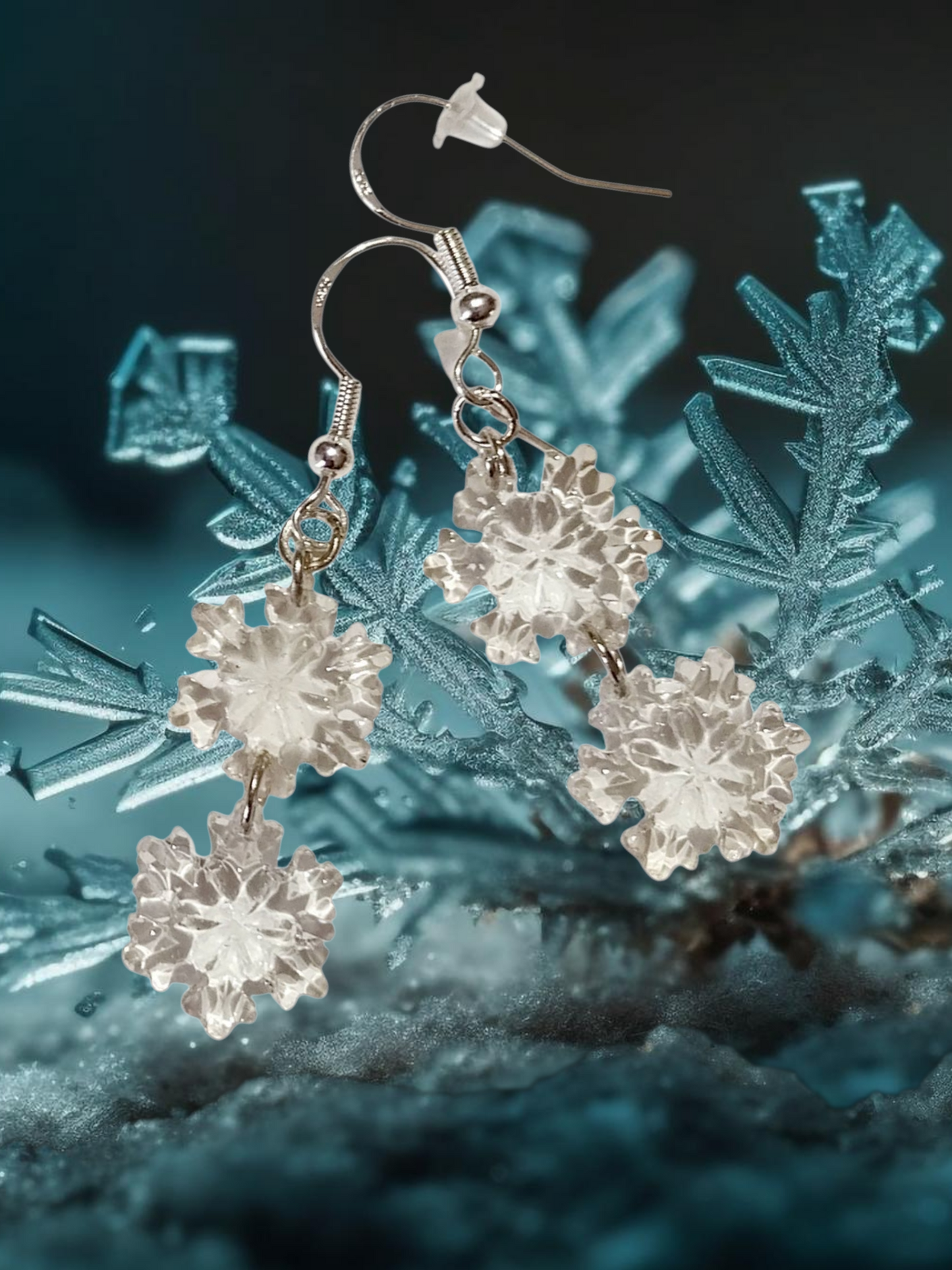 Srebrni uhani Snežinka