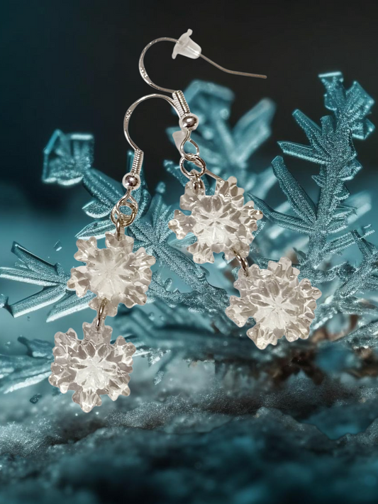 Srebrni uhani Snežinka